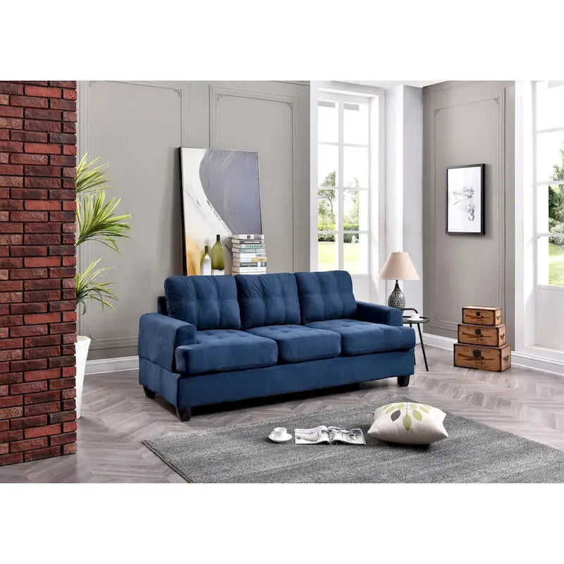 Tufted Compact Sofa – Navy Blue