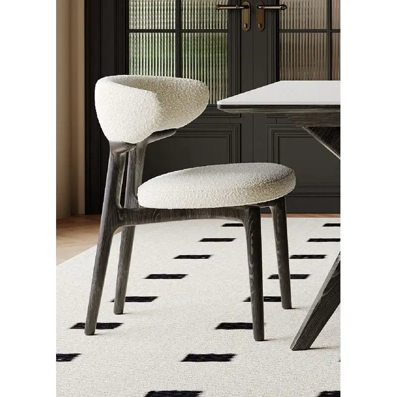 Teddy Fabric Curved Back Dining Chair with Solid Wood Frame