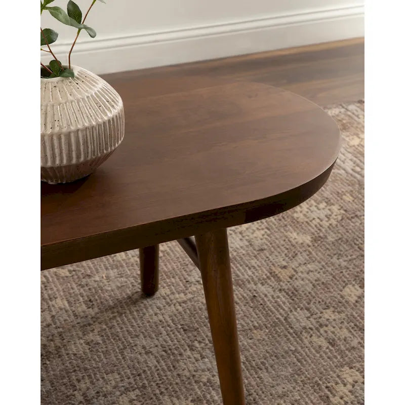 Oval Wood Coffee Table with Tapered Legs