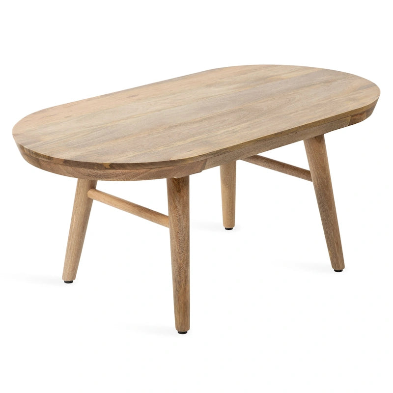Oval Wood Coffee Table with Tapered Legs
