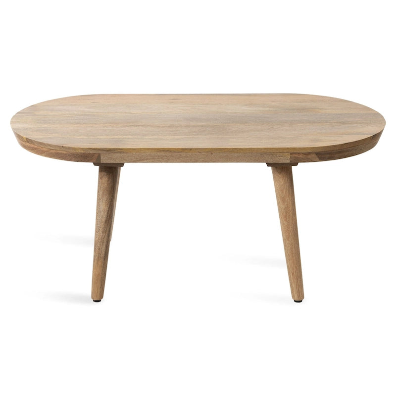Oval Wood Coffee Table with Tapered Legs