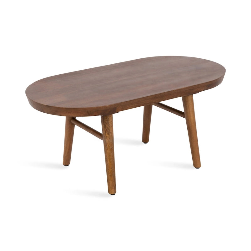 Oval Wood Coffee Table with Tapered Legs