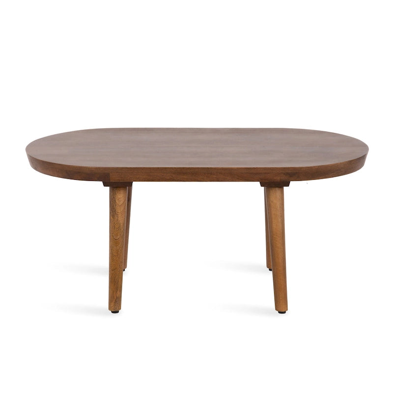 Oval Wood Coffee Table with Tapered Legs