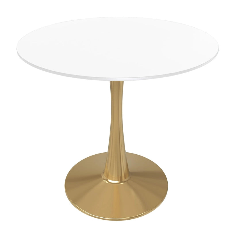 Round Dining Table with MDF Top and Steel Pedestal Base