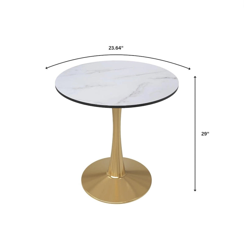 Round Dining Table with MDF Top and Steel Pedestal Base