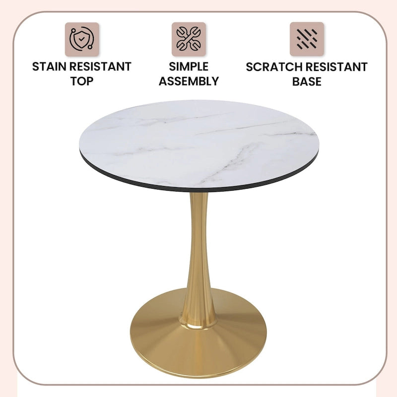 Round Dining Table with MDF Top and Steel Pedestal Base