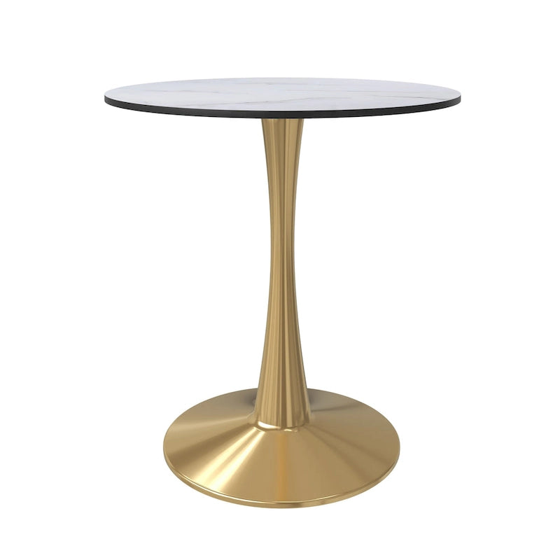 Round Dining Table with MDF Top and Steel Pedestal Base