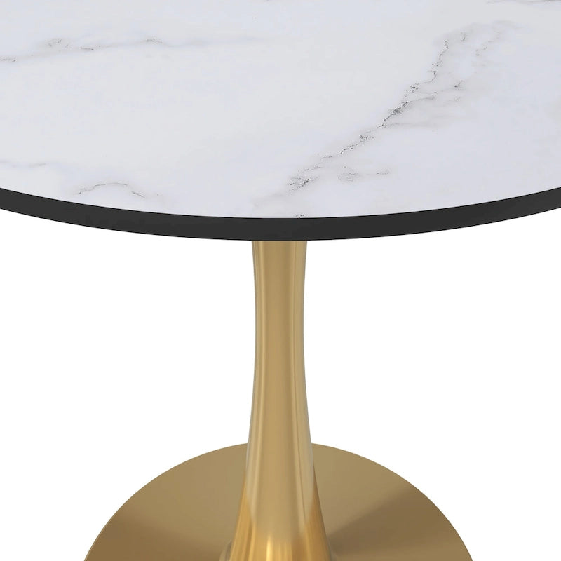 Round Dining Table with MDF Top and Steel Pedestal Base