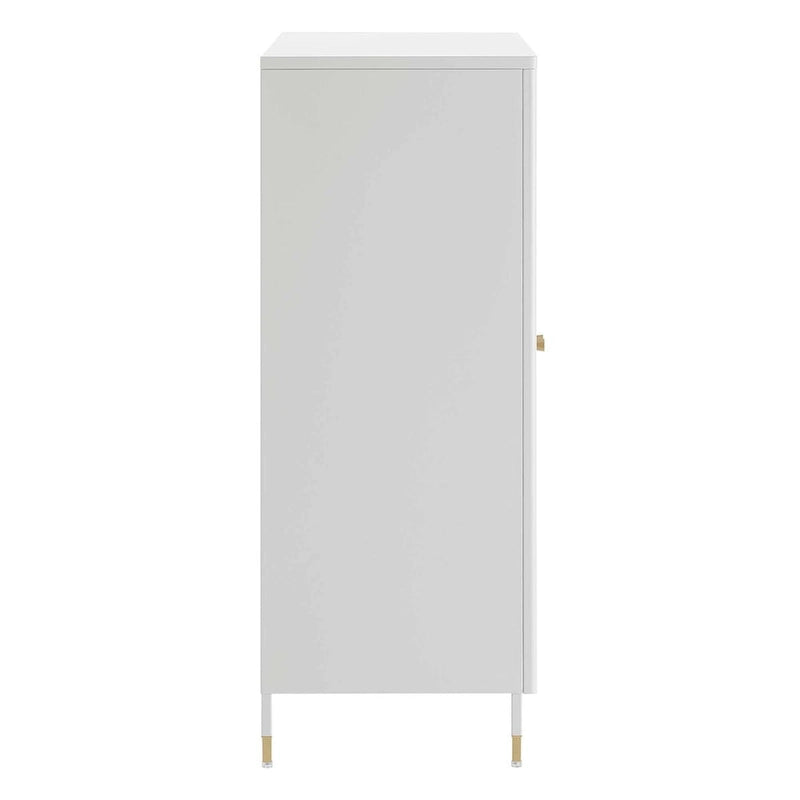 Arched Glass-Door Storage Cabinet with Adjustable Shelves