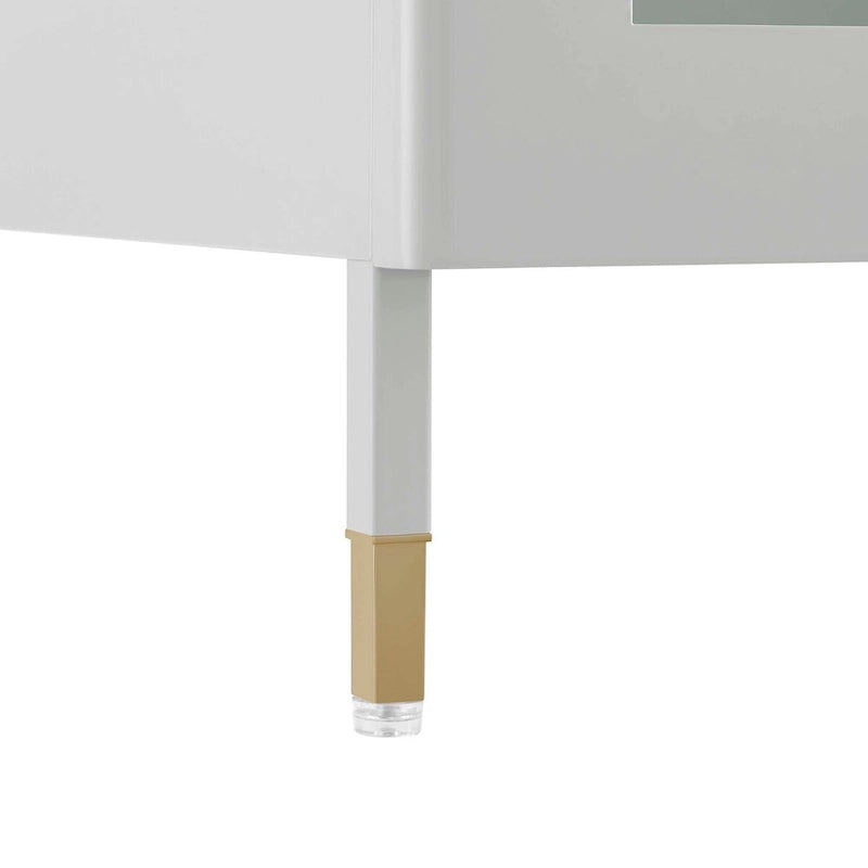 Arched Glass-Door Storage Cabinet with Adjustable Shelves