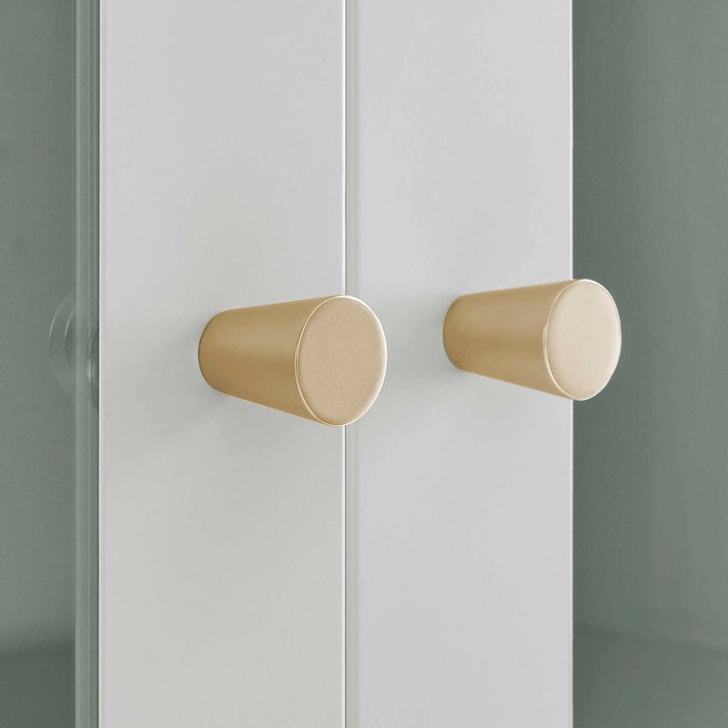 Arched Glass-Door Storage Cabinet with Adjustable Shelves