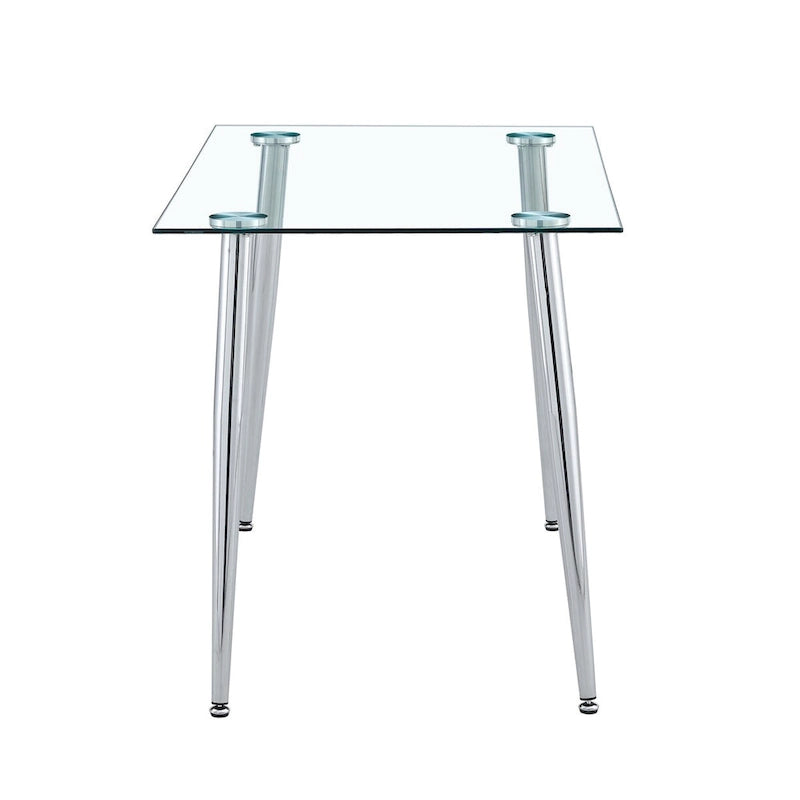 Rechteckiger Esstisch aus gehärtetem Glas mit Metallbeinen