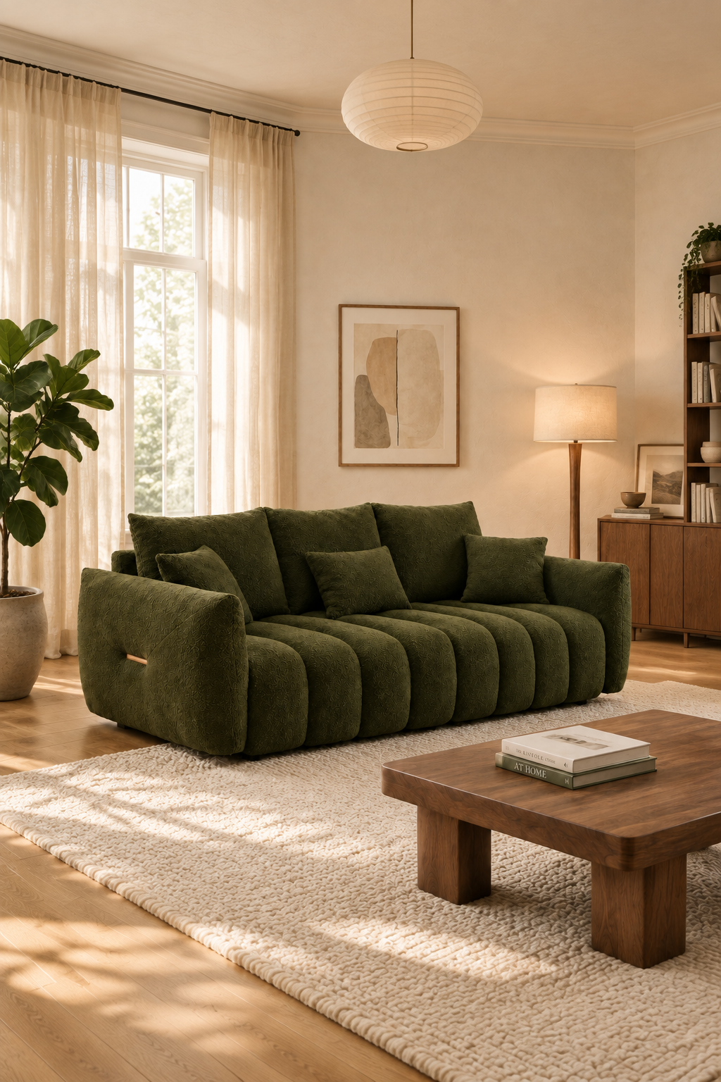 Olive Green Sofa - Vertical Scene