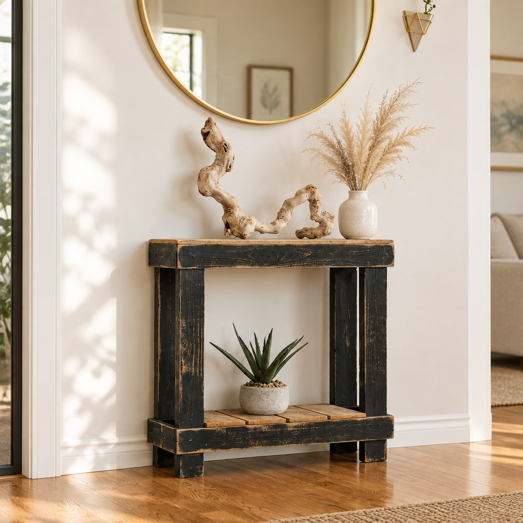 Rustic Console Table in Natural Interior Scene